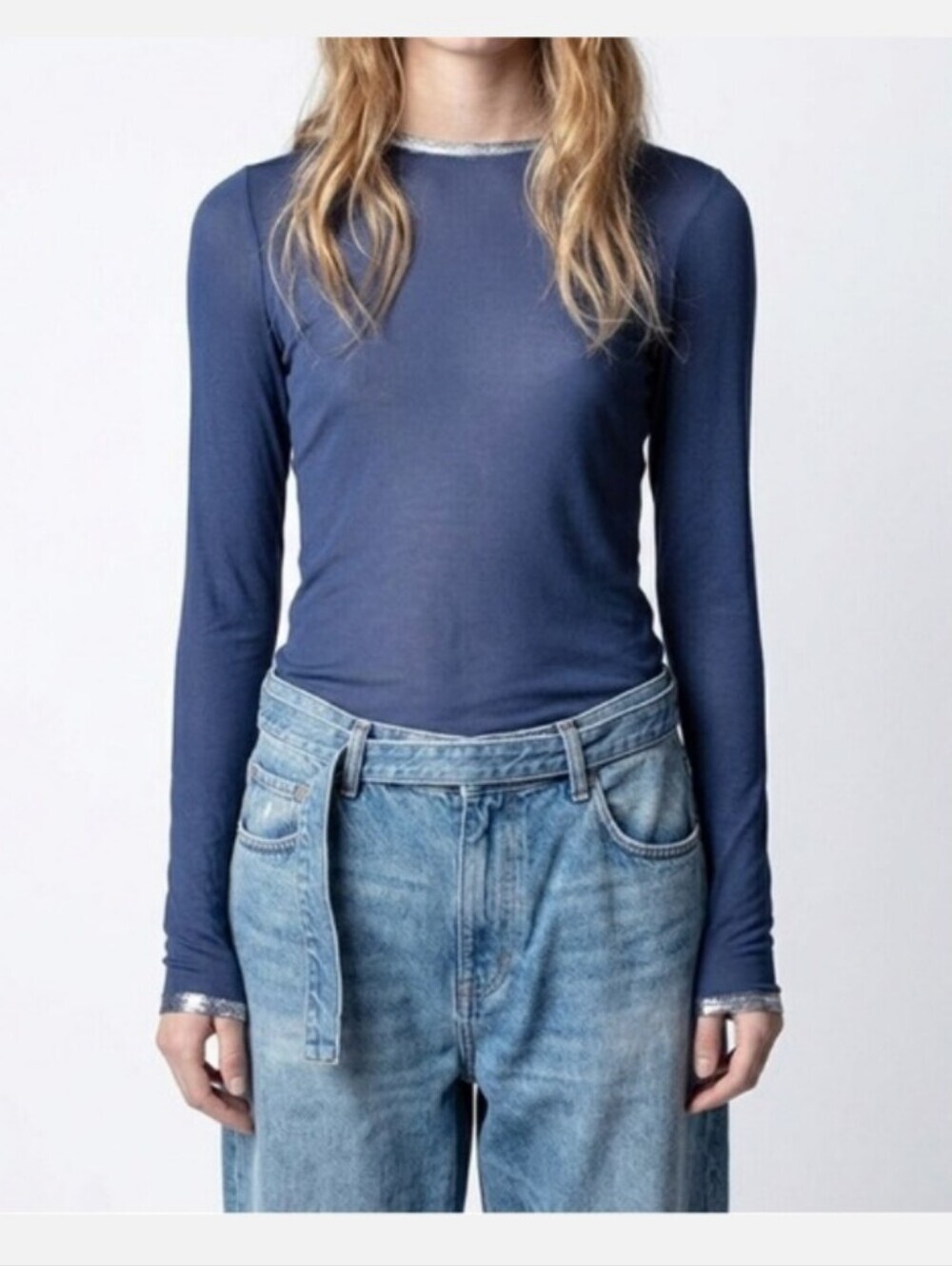 ZADIG & VOLTAIRE willy foil long sleeve top - size xs